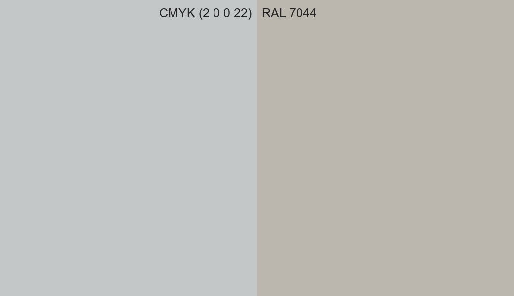 CMYK Color CMYK (2 0 0 22) vs RAL 7044 side by side comparison CMYK Color CMYK (2 0 0 22) vs RAL 7044 side by side comparison