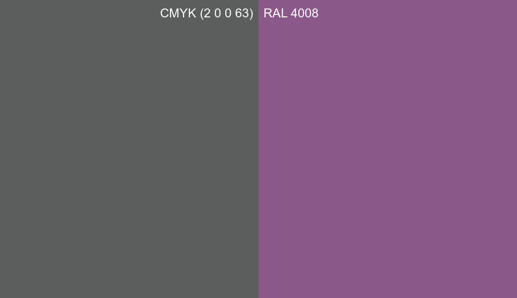 CMYK Color CMYK (2 0 0 63) vs RAL 4008 side by side comparison CMYK Color CMYK (2 0 0 63) vs RAL 4008 side by side comparison