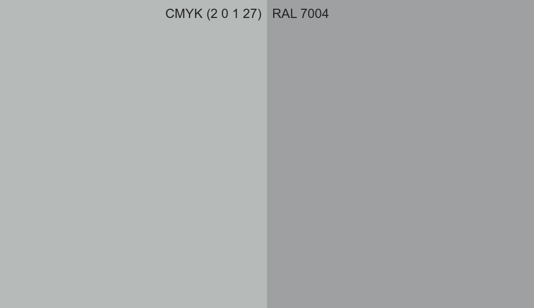 CMYK Color CMYK (2 0 1 27) vs RAL 7004 side by side comparison CMYK Color CMYK (2 0 1 27) vs RAL 7004 side by side comparison