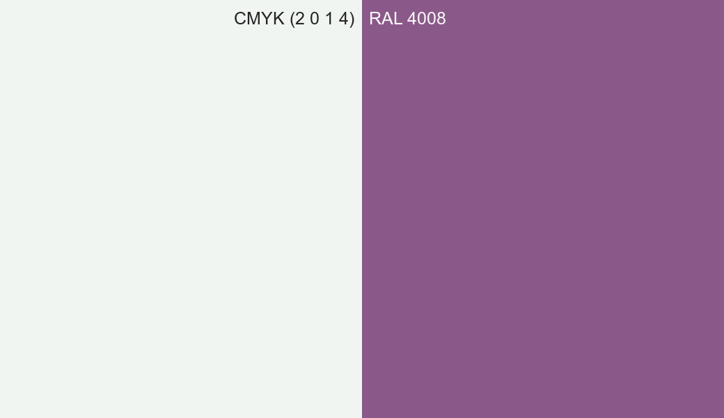 CMYK Color CMYK (2 0 1 4) vs RAL 4008 side by side comparison CMYK Color CMYK (2 0 1 4) vs RAL 4008 side by side comparison