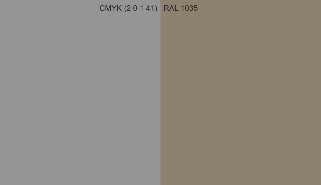 CMYK Color CMYK (2 0 1 41) vs RAL 1035 side by side comparison CMYK Color CMYK (2 0 1 41) vs RAL 1035 side by side comparison