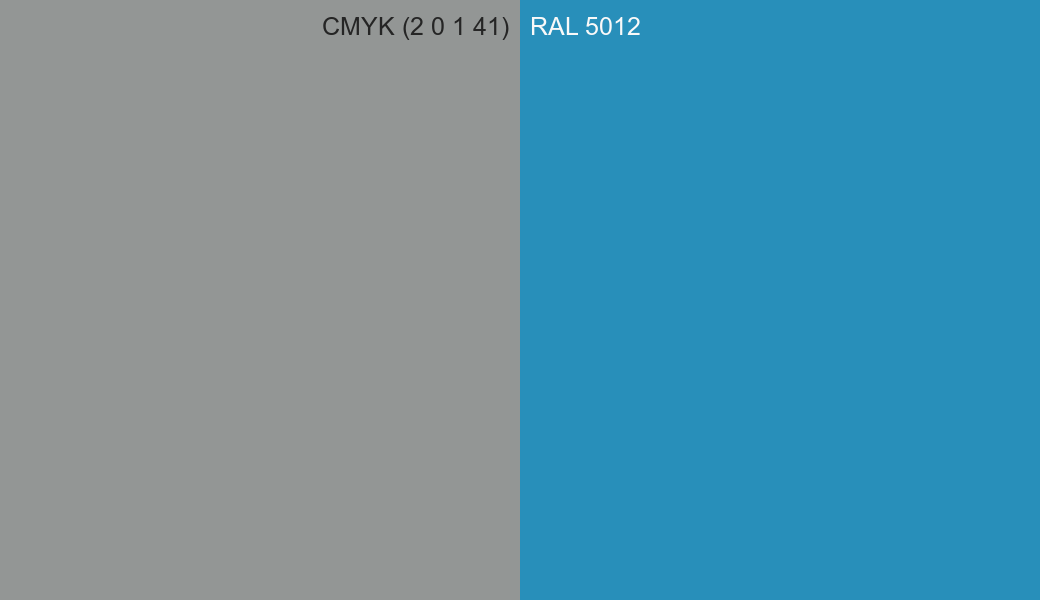 CMYK Color CMYK (2 0 1 41) vs RAL 5012 side by side comparison CMYK Color CMYK (2 0 1 41) vs RAL 5012 side by side comparison