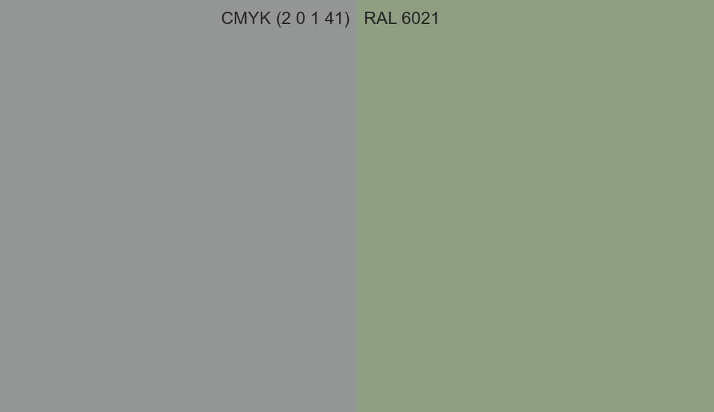 CMYK Color CMYK (2 0 1 41) vs RAL 6021 side by side comparison CMYK Color CMYK (2 0 1 41) vs RAL 6021 side by side comparison