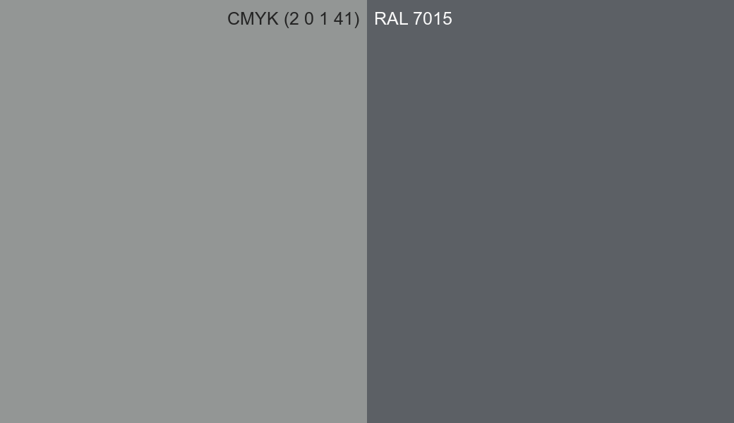 CMYK Color CMYK (2 0 1 41) vs RAL 7015 side by side comparison CMYK Color CMYK (2 0 1 41) vs RAL 7015 side by side comparison