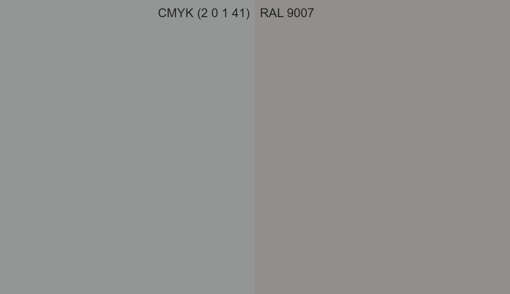 CMYK Color CMYK (2 0 1 41) vs RAL 9007 side by side comparison CMYK Color CMYK (2 0 1 41) vs RAL 9007 side by side comparison