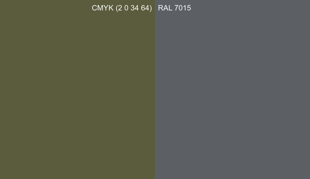 CMYK Color CMYK (2 0 34 64) vs RAL 7015 side by side comparison CMYK Color CMYK (2 0 34 64) vs RAL 7015 side by side comparison