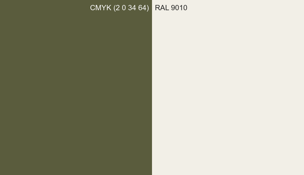 CMYK Color CMYK (2 0 34 64) vs RAL 9010 side by side comparison CMYK Color CMYK (2 0 34 64) vs RAL 9010 side by side comparison