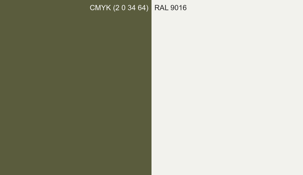 CMYK Color CMYK (2 0 34 64) vs RAL 9016 side by side comparison CMYK Color CMYK (2 0 34 64) vs RAL 9016 side by side comparison