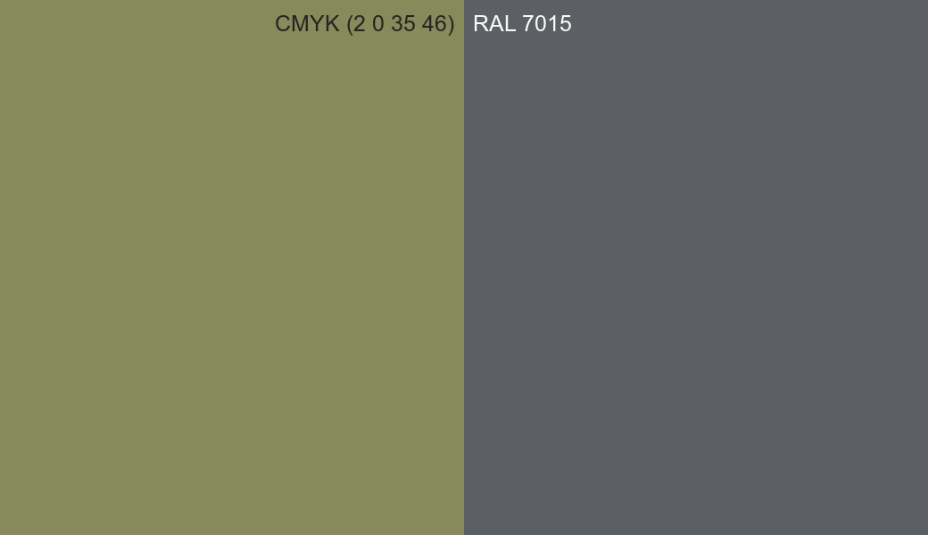 CMYK Color CMYK (2 0 35 46) vs RAL 7015 side by side comparison CMYK Color CMYK (2 0 35 46) vs RAL 7015 side by side comparison