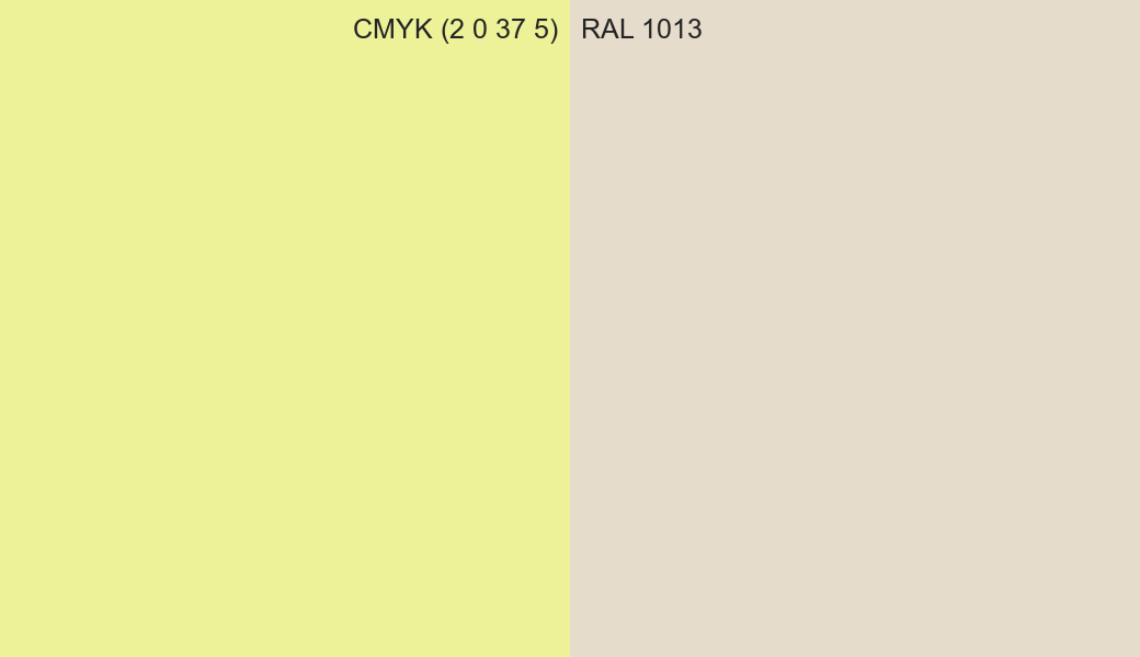 CMYK Color CMYK (2 0 37 5) vs RAL 1013 side by side comparison CMYK Color CMYK (2 0 37 5) vs RAL 1013 side by side comparison