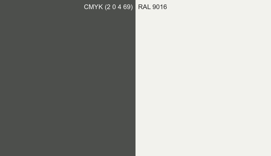 CMYK Color CMYK (2 0 4 69) vs RAL 9016 side by side comparison CMYK Color CMYK (2 0 4 69) vs RAL 9016 side by side comparison