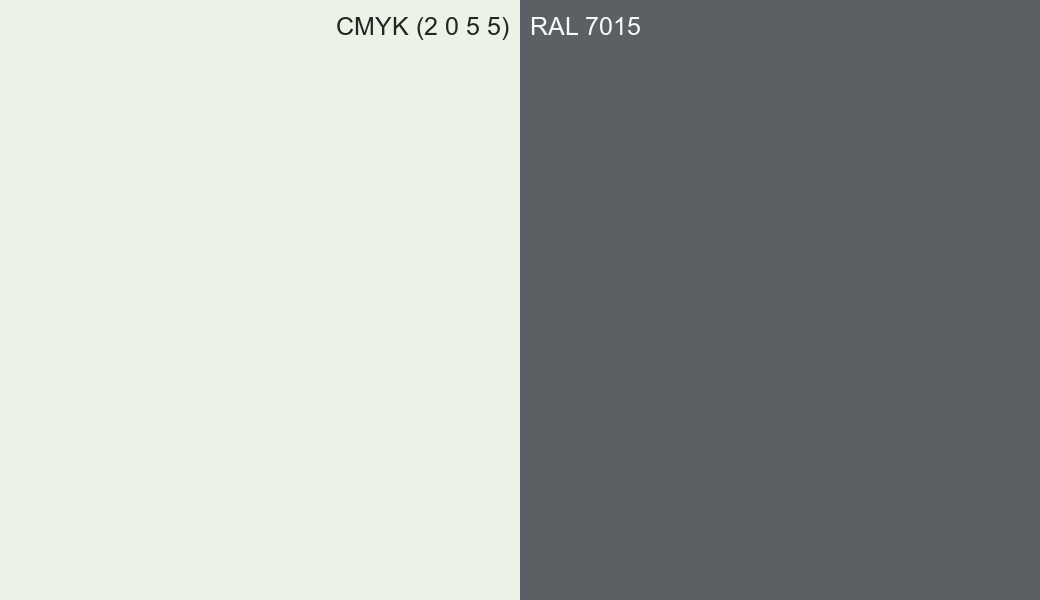 CMYK Color CMYK (2 0 5 5) vs RAL 7015 side by side comparison CMYK Color CMYK (2 0 5 5) vs RAL 7015 side by side comparison