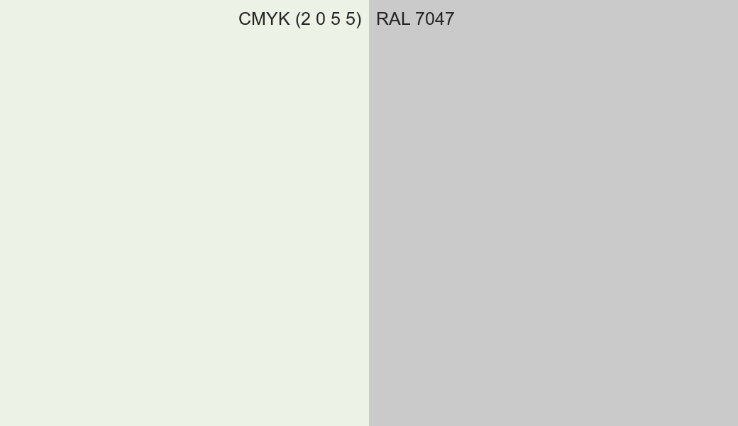 CMYK Color CMYK (2 0 5 5) vs RAL 7047 side by side comparison CMYK Color CMYK (2 0 5 5) vs RAL 7047 side by side comparison