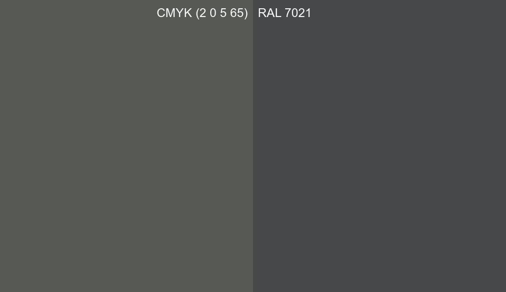 CMYK Color CMYK (2 0 5 65) vs RAL 7021 side by side comparison CMYK Color CMYK (2 0 5 65) vs RAL 7021 side by side comparison