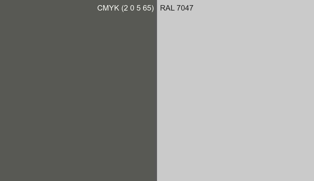CMYK Color CMYK (2 0 5 65) vs RAL 7047 side by side comparison CMYK Color CMYK (2 0 5 65) vs RAL 7047 side by side comparison