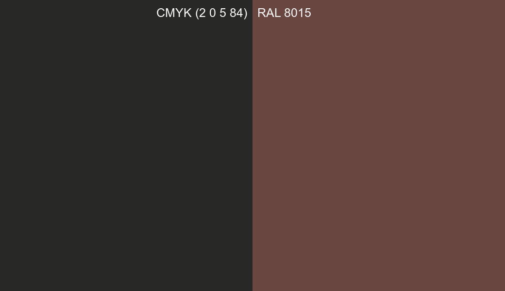CMYK Color CMYK (2 0 5 84) vs RAL 8015 side by side comparison CMYK Color CMYK (2 0 5 84) vs RAL 8015 side by side comparison