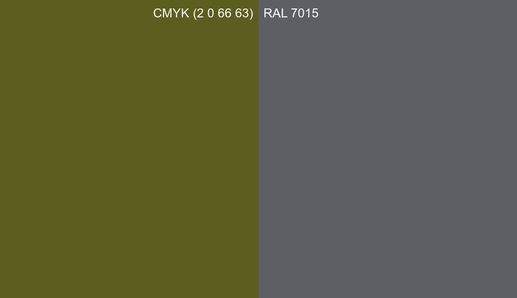CMYK Color CMYK (2 0 66 63) vs RAL 7015 side by side comparison CMYK Color CMYK (2 0 66 63) vs RAL 7015 side by side comparison