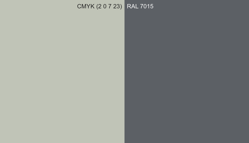 CMYK Color CMYK (2 0 7 23) vs RAL 7015 side by side comparison CMYK Color CMYK (2 0 7 23) vs RAL 7015 side by side comparison
