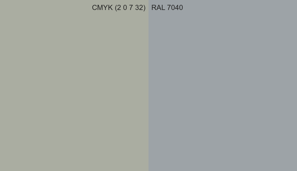 CMYK Color CMYK (2 0 7 32) vs RAL 7040 side by side comparison CMYK Color CMYK (2 0 7 32) vs RAL 7040 side by side comparison