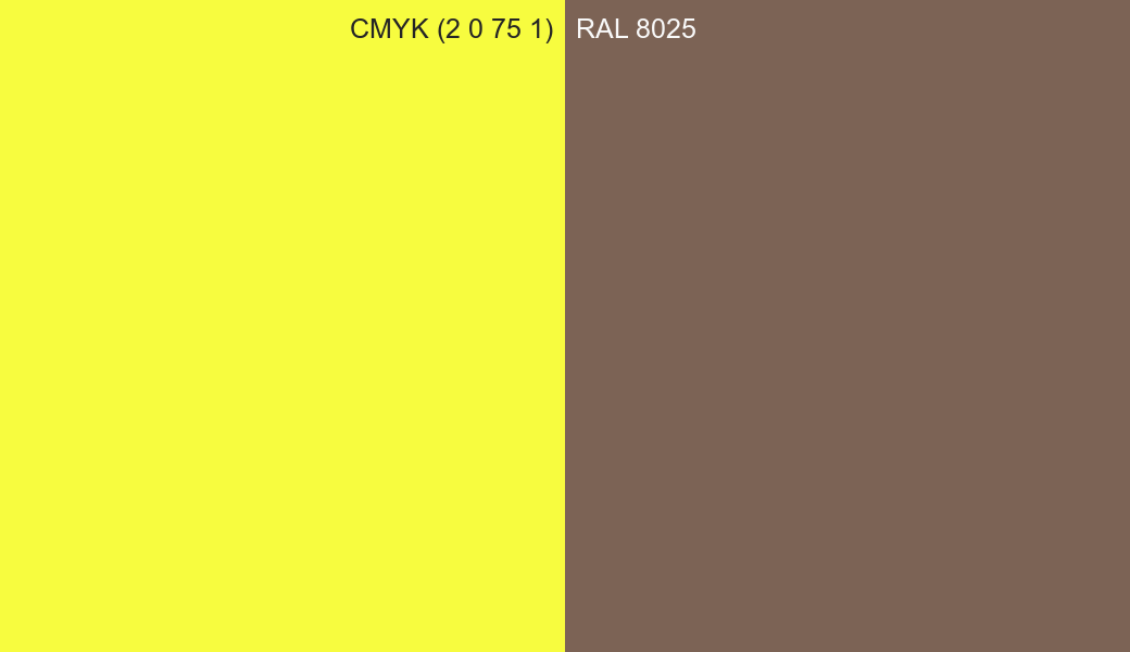 CMYK Color CMYK (2 0 75 1) vs RAL 8025 side by side comparison CMYK Color CMYK (2 0 75 1) vs RAL 8025 side by side comparison