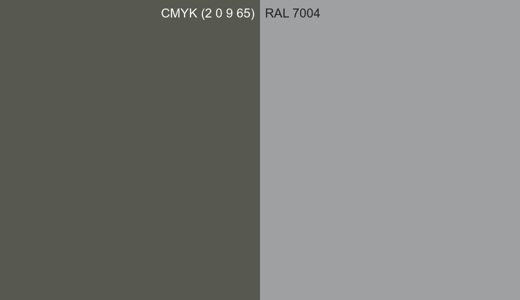 CMYK Color CMYK (2 0 9 65) vs RAL 7004 side by side comparison CMYK Color CMYK (2 0 9 65) vs RAL 7004 side by side comparison
