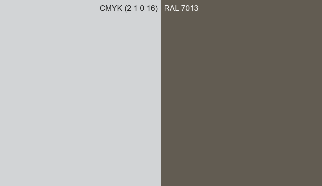 CMYK Color CMYK (2 1 0 16) vs RAL 7013 side by side comparison CMYK Color CMYK (2 1 0 16) vs RAL 7013 side by side comparison