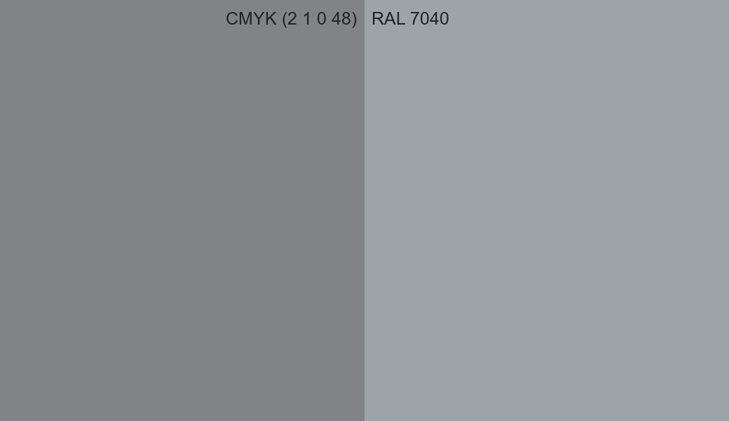 CMYK Color CMYK (2 1 0 48) vs RAL 7040 side by side comparison CMYK Color CMYK (2 1 0 48) vs RAL 7040 side by side comparison