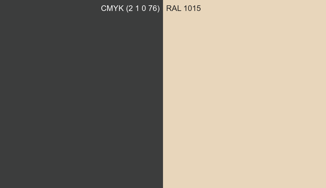 CMYK Color CMYK (2 1 0 76) vs RAL 1015 side by side comparison CMYK Color CMYK (2 1 0 76) vs RAL 1015 side by side comparison