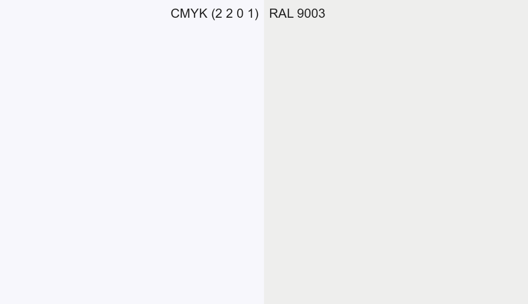 CMYK Color CMYK (2 2 0 1) vs RAL 9003 side by side comparison CMYK Color CMYK (2 2 0 1) vs RAL 9003 side by side comparison