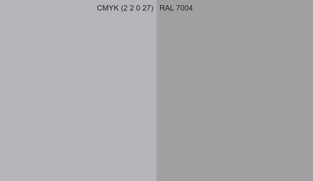 CMYK Color CMYK (2 2 0 27) vs RAL 7004 side by side comparison CMYK Color CMYK (2 2 0 27) vs RAL 7004 side by side comparison