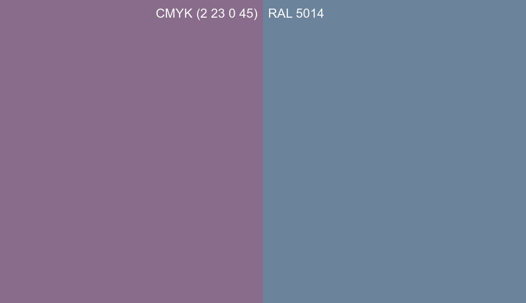 CMYK Color CMYK (2 23 0 45) vs RAL 5014 side by side comparison CMYK Color CMYK (2 23 0 45) vs RAL 5014 side by side comparison