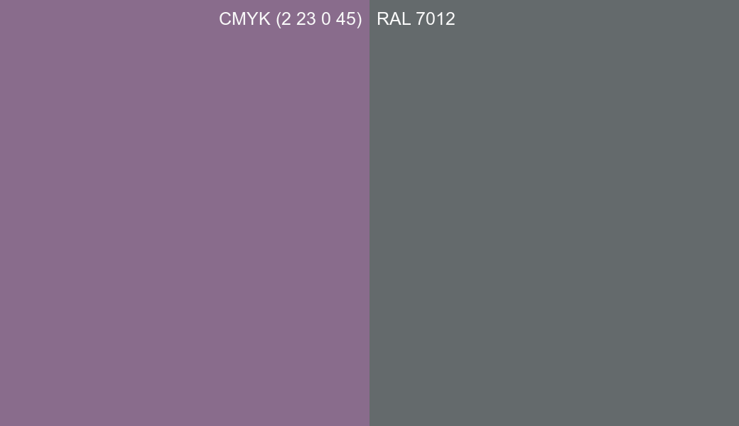 CMYK Color CMYK (2 23 0 45) vs RAL 7012 side by side comparison CMYK Color CMYK (2 23 0 45) vs RAL 7012 side by side comparison