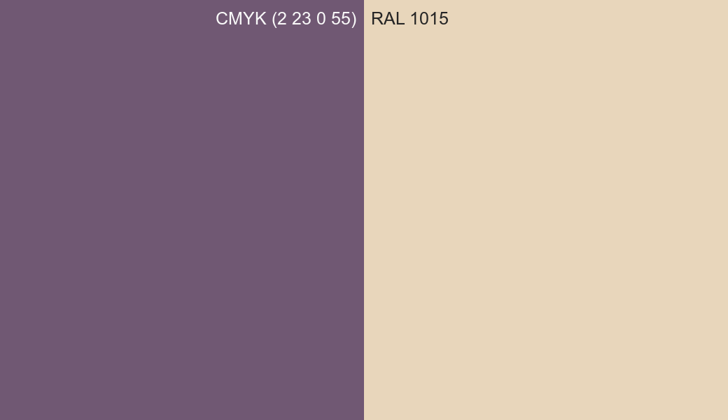 CMYK Color CMYK (2 23 0 55) vs RAL 1015 side by side comparison CMYK Color CMYK (2 23 0 55) vs RAL 1015 side by side comparison