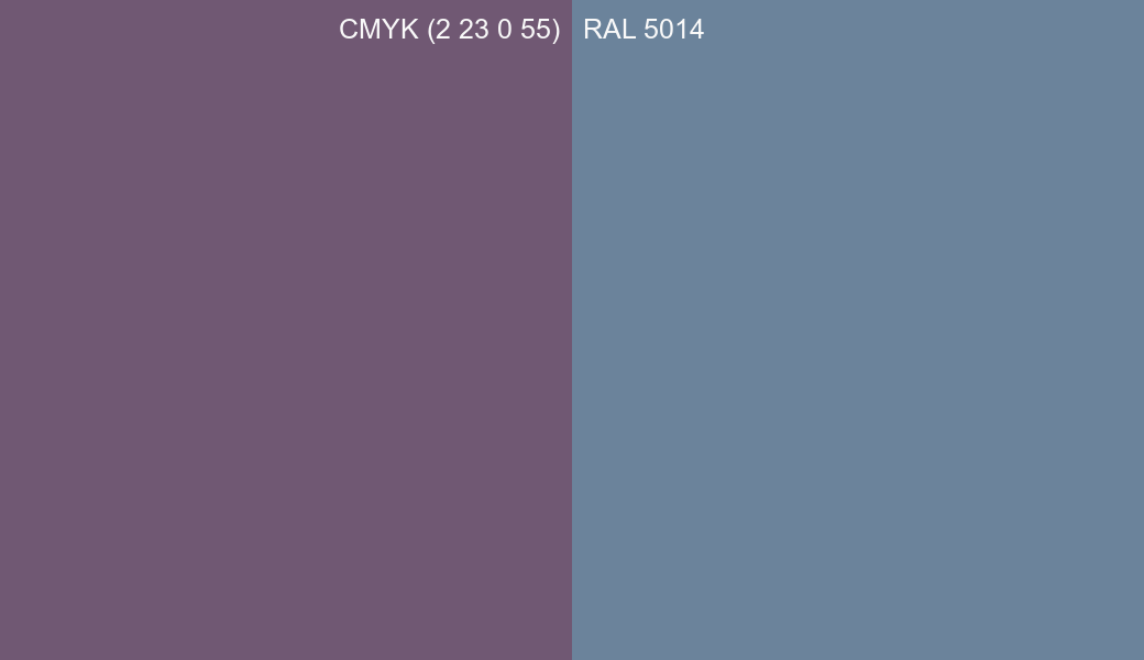 CMYK Color CMYK (2 23 0 55) vs RAL 5014 side by side comparison CMYK Color CMYK (2 23 0 55) vs RAL 5014 side by side comparison