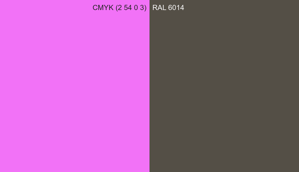 CMYK Color CMYK (2 54 0 3) vs RAL 6014 side by side comparison CMYK Color CMYK (2 54 0 3) vs RAL 6014 side by side comparison