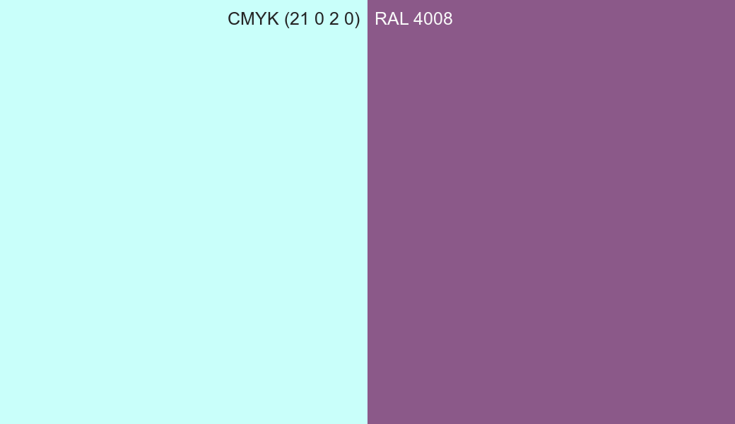 CMYK Color CMYK (21 0 2 0) vs RAL 4008 side by side comparison CMYK Color CMYK (21 0 2 0) vs RAL 4008 side by side comparison