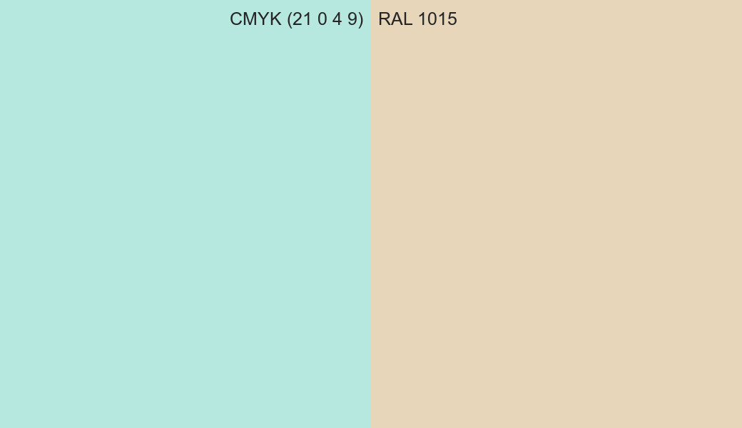 CMYK Color CMYK (21 0 4 9) vs RAL 1015 side by side comparison CMYK Color CMYK (21 0 4 9) vs RAL 1015 side by side comparison