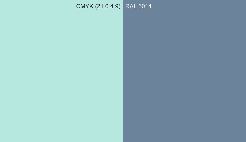 CMYK Color CMYK (21 0 4 9) vs RAL 5014 side by side comparison CMYK Color CMYK (21 0 4 9) vs RAL 5014 side by side comparison