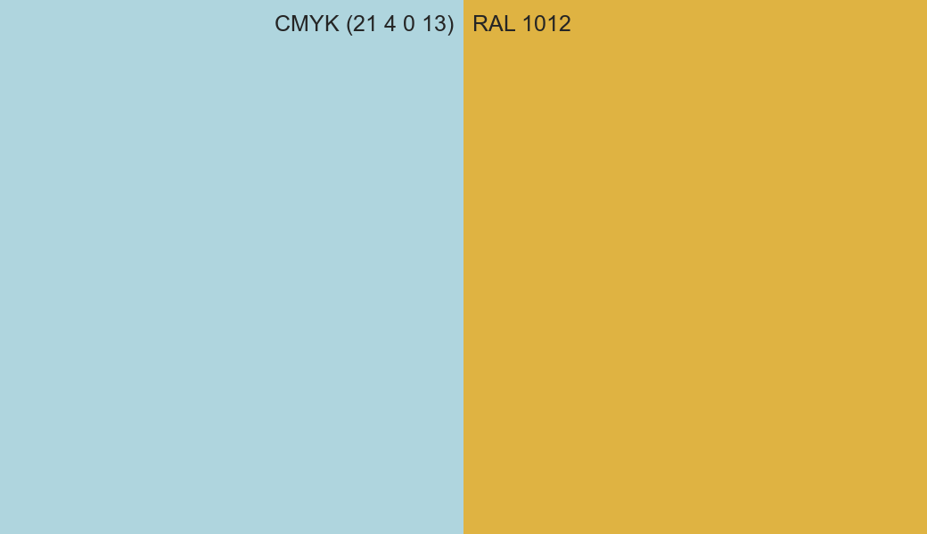 CMYK Color CMYK (21 4 0 13) vs RAL 1012 side by side comparison CMYK Color CMYK (21 4 0 13) vs RAL 1012 side by side comparison