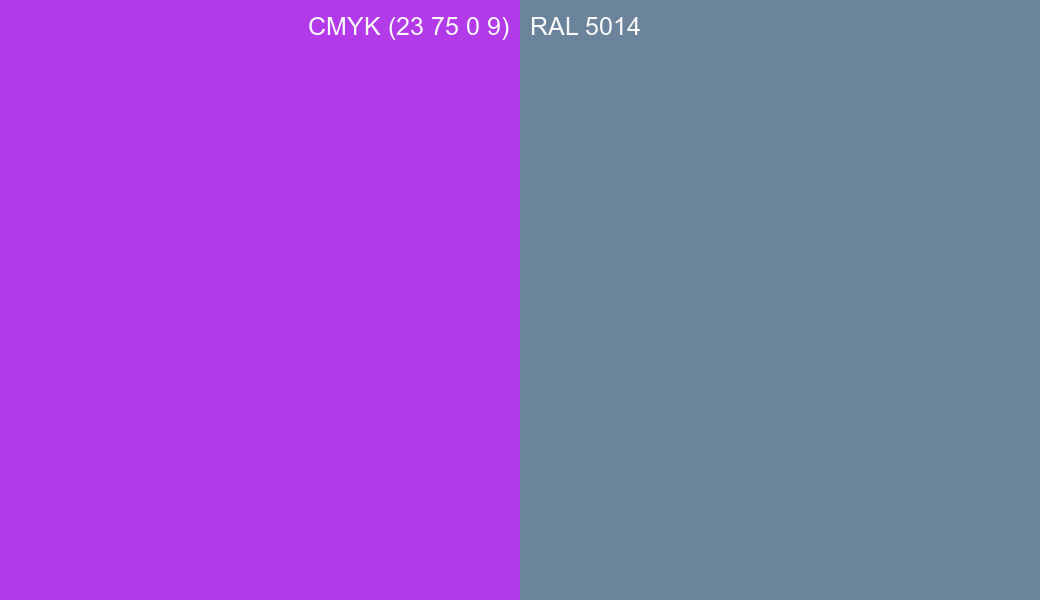 CMYK Color CMYK (23 75 0 9) vs RAL 5014 side by side comparison CMYK Color CMYK (23 75 0 9) vs RAL 5014 side by side comparison