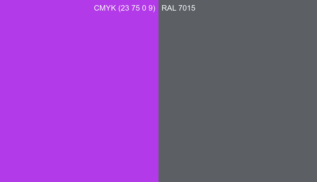 CMYK Color CMYK (23 75 0 9) vs RAL 7015 side by side comparison CMYK Color CMYK (23 75 0 9) vs RAL 7015 side by side comparison