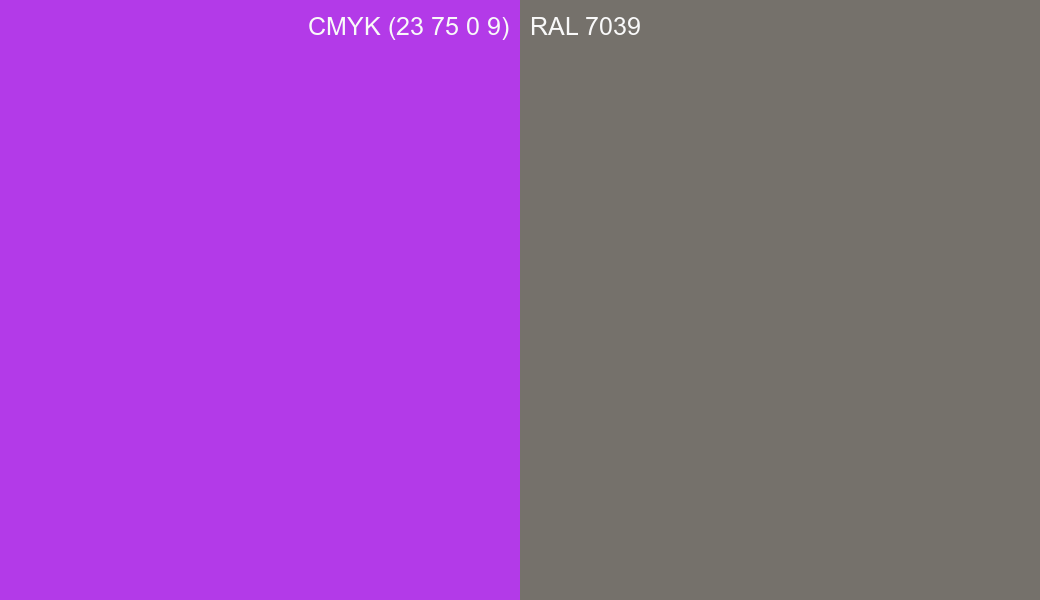 CMYK Color CMYK (23 75 0 9) vs RAL 7039 side by side comparison CMYK Color CMYK (23 75 0 9) vs RAL 7039 side by side comparison