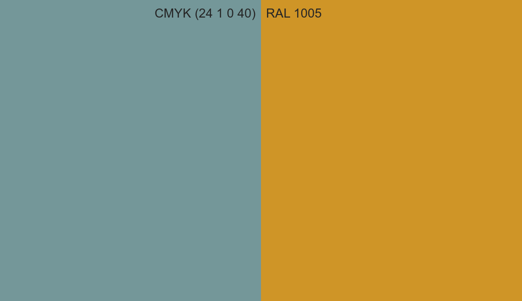 CMYK Color CMYK (24 1 0 40) vs RAL 1005 side by side comparison CMYK Color CMYK (24 1 0 40) vs RAL 1005 side by side comparison