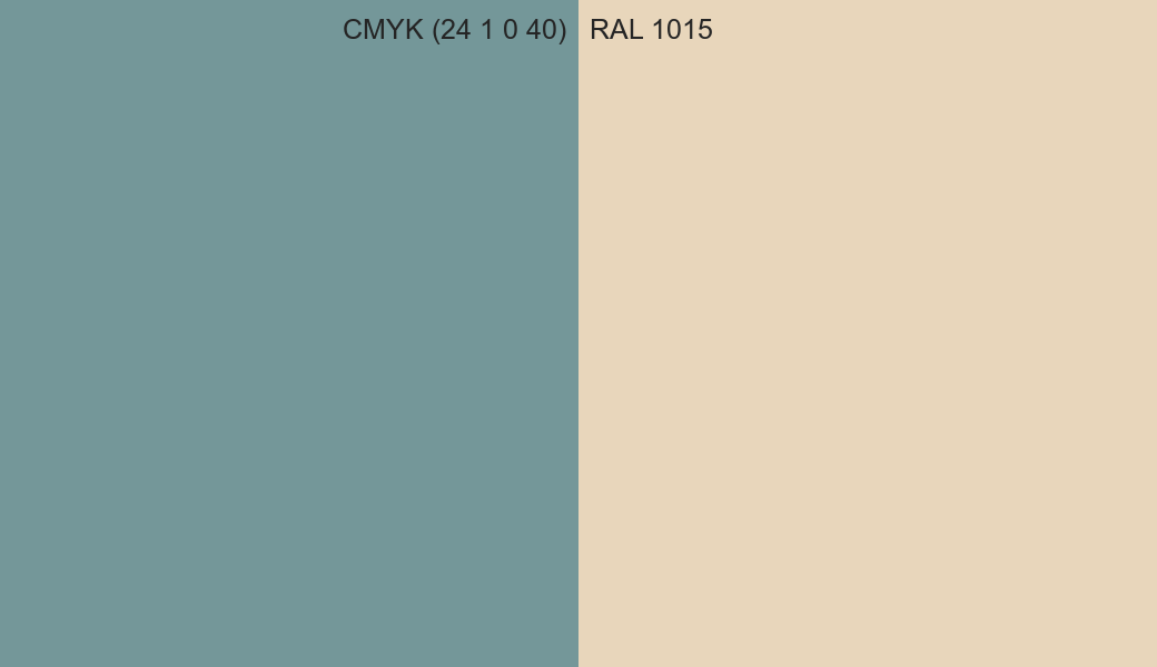 CMYK Color CMYK (24 1 0 40) vs RAL 1015 side by side comparison CMYK Color CMYK (24 1 0 40) vs RAL 1015 side by side comparison