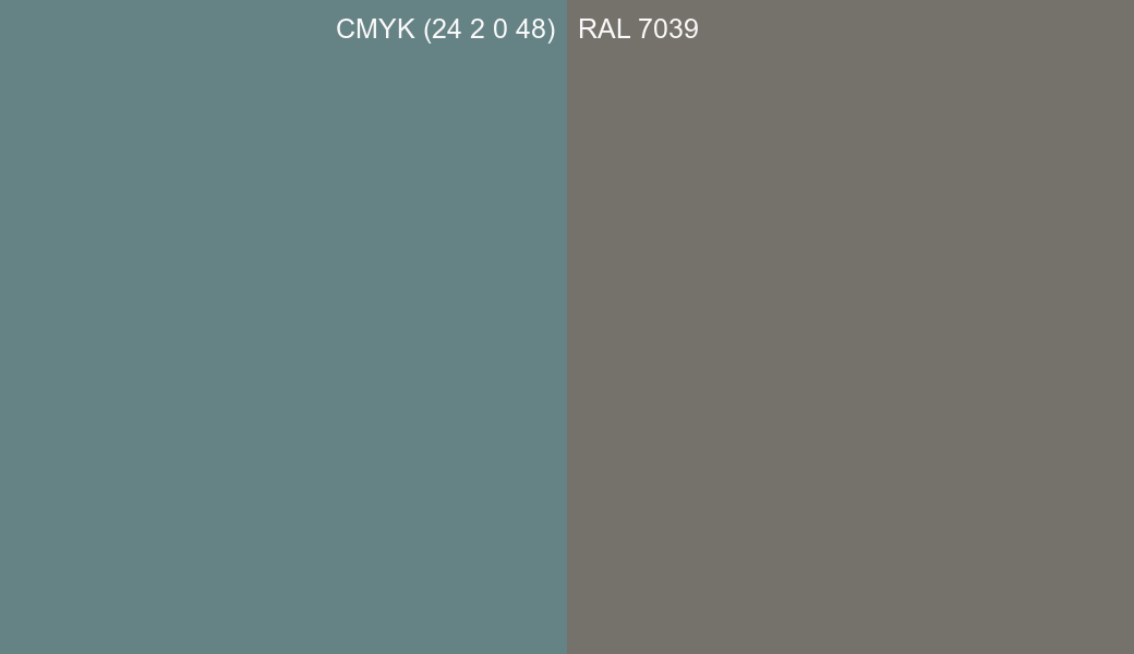 CMYK Color CMYK (24 2 0 48) vs RAL 7039 side by side comparison CMYK Color CMYK (24 2 0 48) vs RAL 7039 side by side comparison
