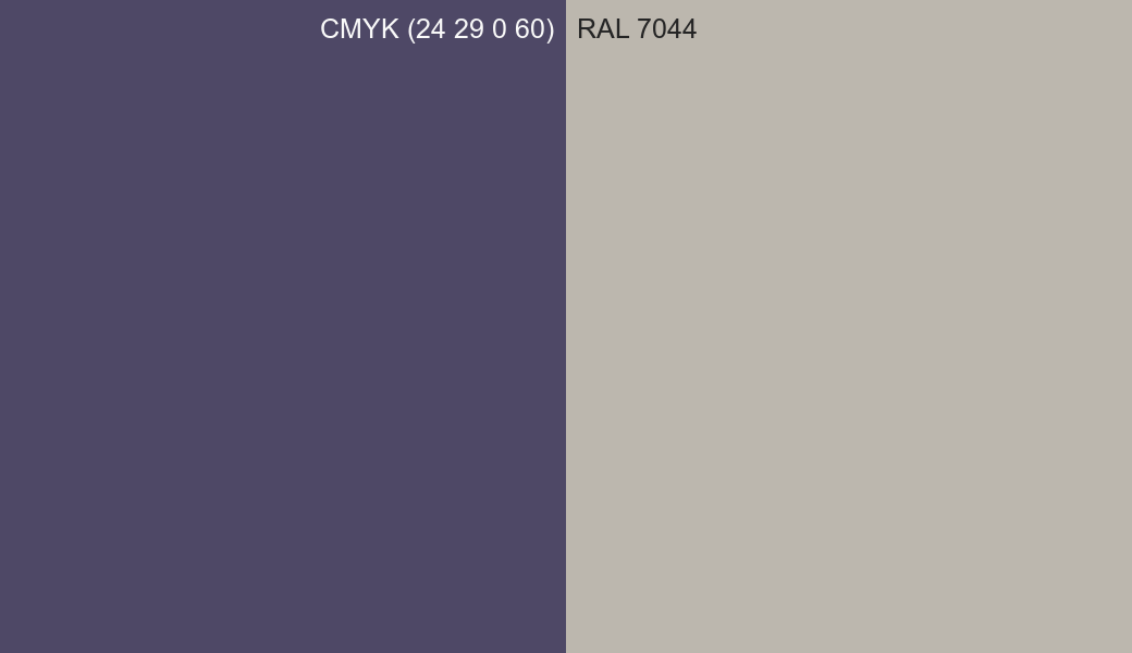 CMYK Color CMYK (24 29 0 60) vs RAL 7044 side by side comparison CMYK Color CMYK (24 29 0 60) vs RAL 7044 side by side comparison