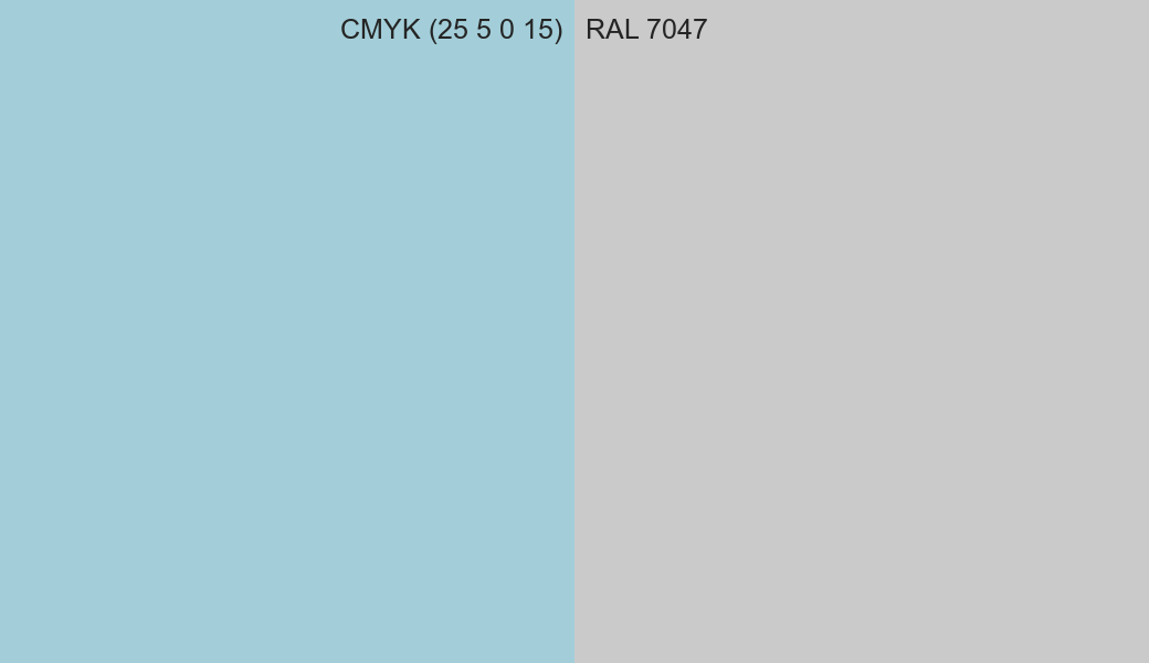 CMYK Color CMYK (25 5 0 15) vs RAL 7047 side by side comparison CMYK Color CMYK (25 5 0 15) vs RAL 7047 side by side comparison
