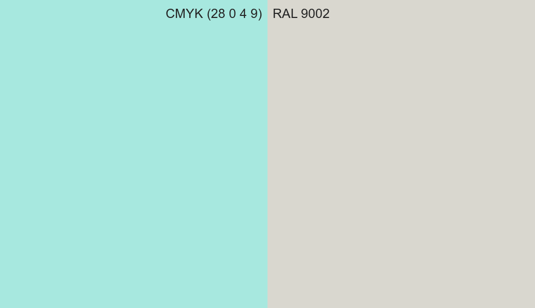 CMYK Color CMYK (28 0 4 9) vs RAL 9002 side by side comparison CMYK Color CMYK (28 0 4 9) vs RAL 9002 side by side comparison