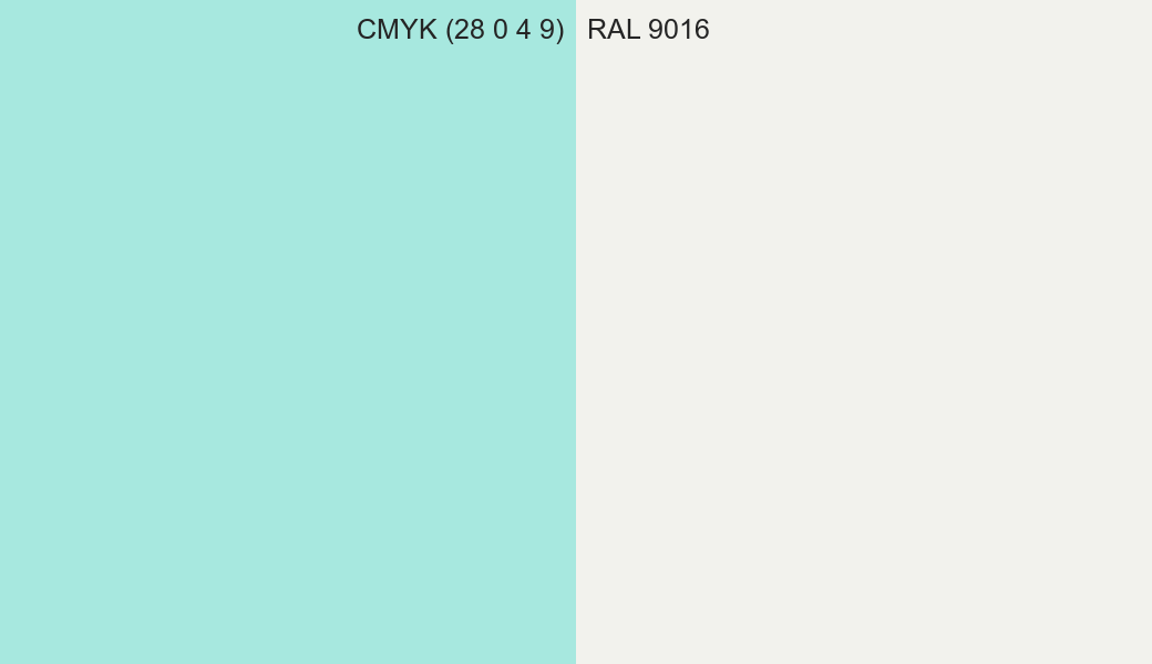 CMYK Color CMYK (28 0 4 9) vs RAL 9016 side by side comparison CMYK Color CMYK (28 0 4 9) vs RAL 9016 side by side comparison
