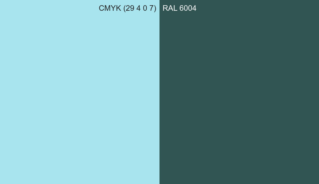 CMYK Color CMYK (29 4 0 7) vs RAL 6004 side by side comparison CMYK Color CMYK (29 4 0 7) vs RAL 6004 side by side comparison